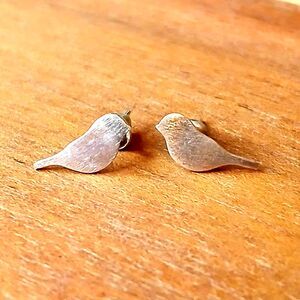 Dainty Minimalist Silver Bird Stud Earrings, Posts